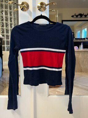 Brandy Melville Navy Striped Long Sleeve